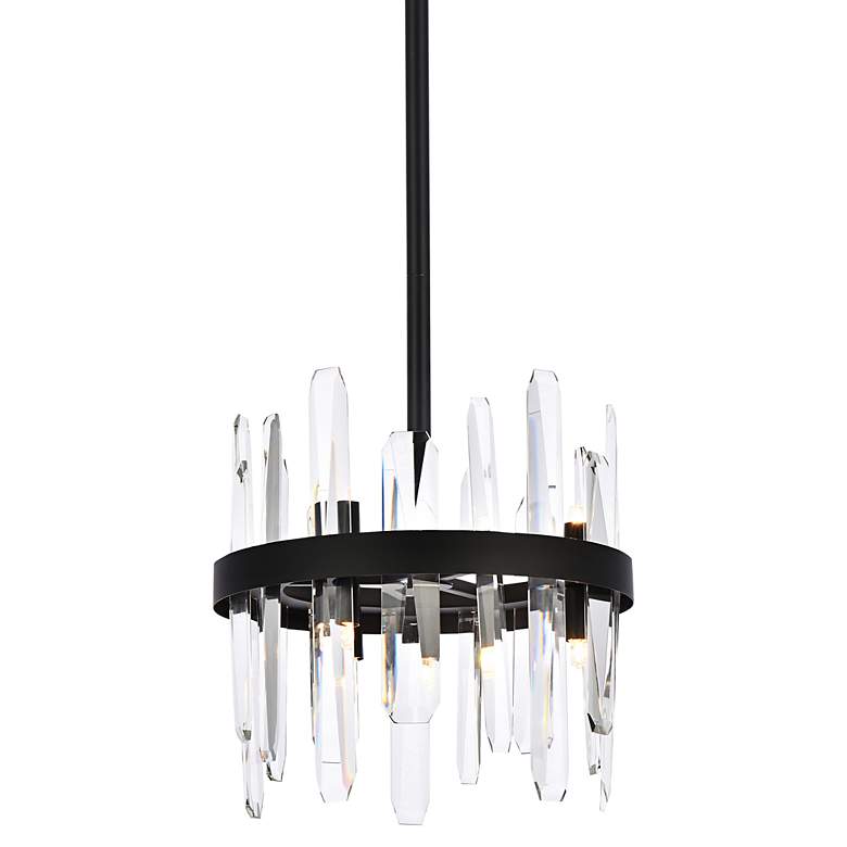Image 2 Serena 12" Wide Black and Crystal 6-Light Mini Pendant
