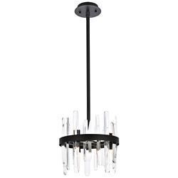 Serena 12" Wide Black and Crystal 6-Light Mini Pendant