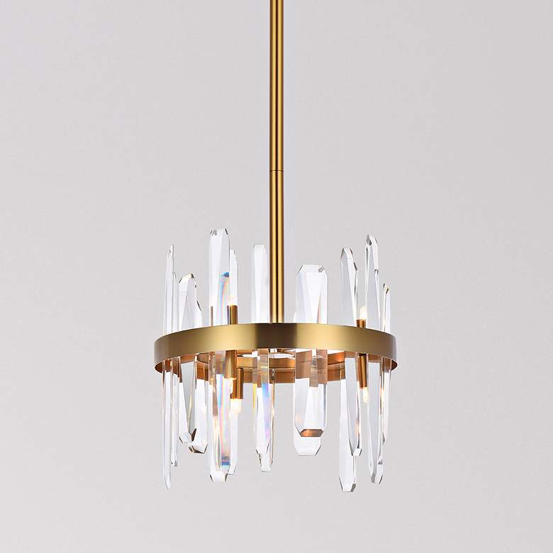 Image 1 Serena 12" Wide Satin Gold 6-Light Mini Pendant