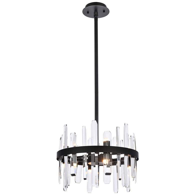 Image 1 Serena 16" Wide Black and Crystal Mini Pendant