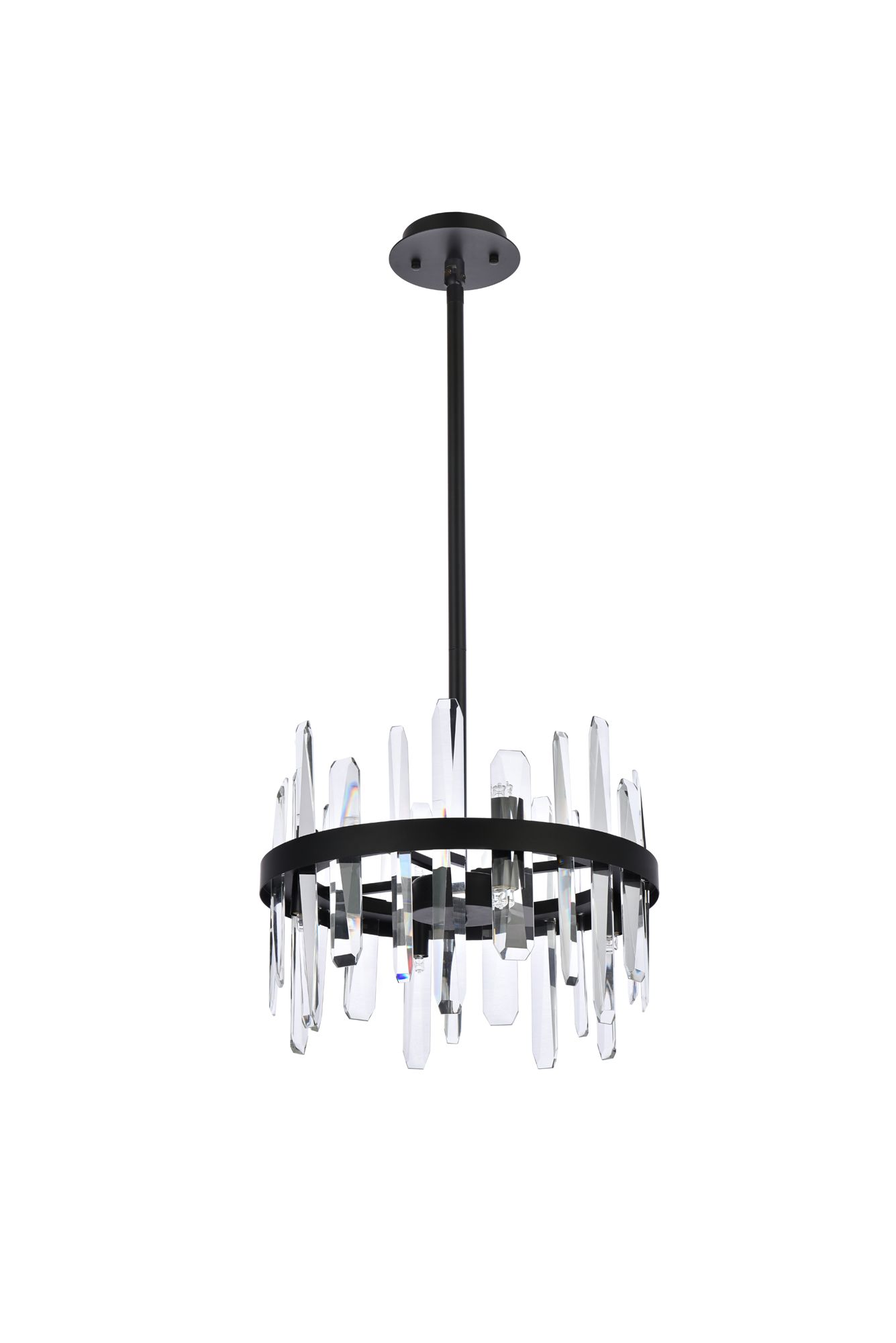 Serena 16" Wide Black and Crystal Mini Pendant