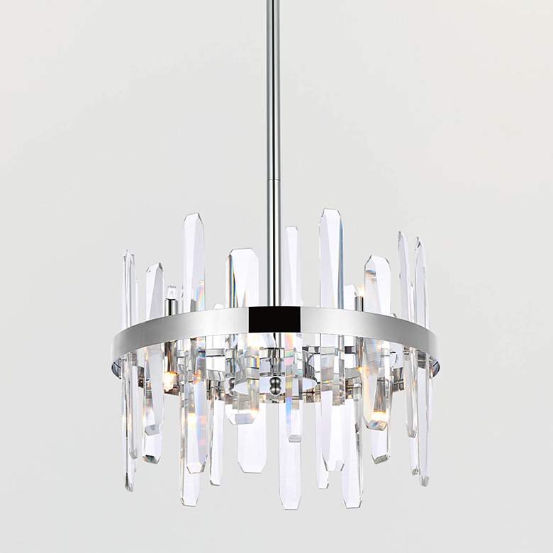 Image 1 Serena 16" Wide Chrome and Clear Crystal 8-Light Pendant