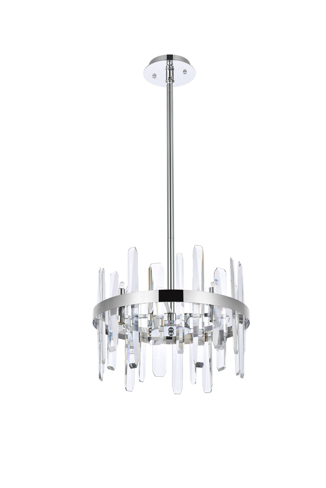 Serena 16" Wide Chrome and Clear Crystal 8-Light Pendant