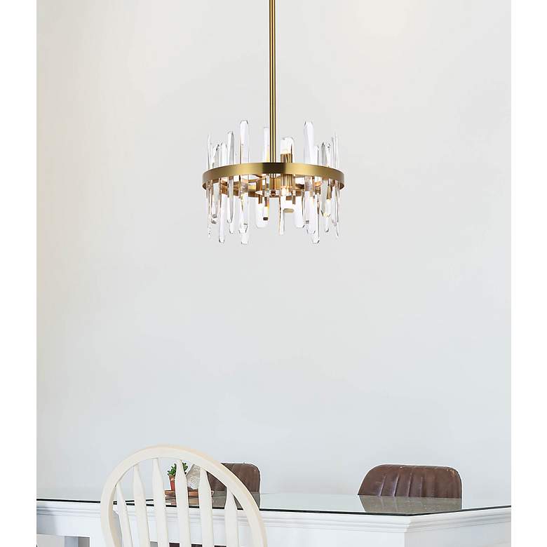 Image 3 Serena 16" Wide Satin Gold and Crystal Pendant Light more views