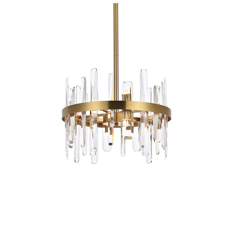 Image 4 Serena 16" Wide Satin Gold and Crystal Pendant Light more views