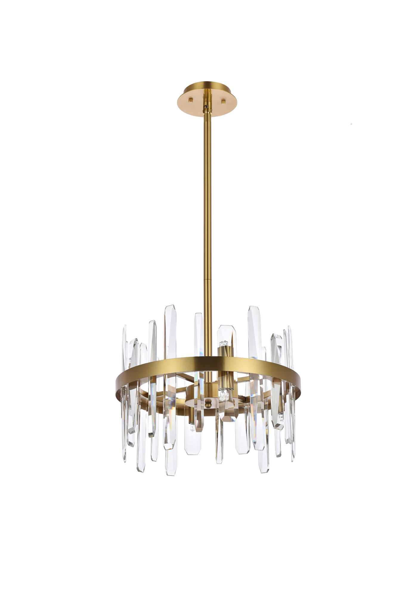 Serena 16" Wide Satin Gold and Crystal Pendant Light