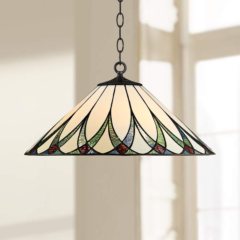 Image 1 Serena 19 3/4" Wide River Accented Art Glass 3-Light Pendant