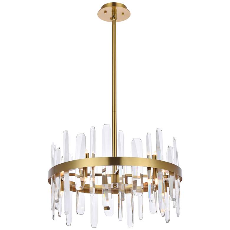 Image 1 Serena 20" Crystal Round Pendant In Satin Gold