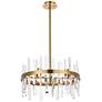 Serena 20" Crystal Round Pendant In Satin Gold