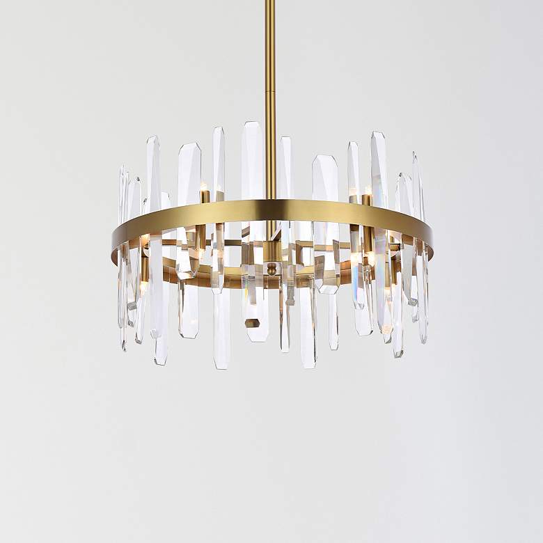 Image 1 Serena 20" Crystal Round Pendant In Satin Gold