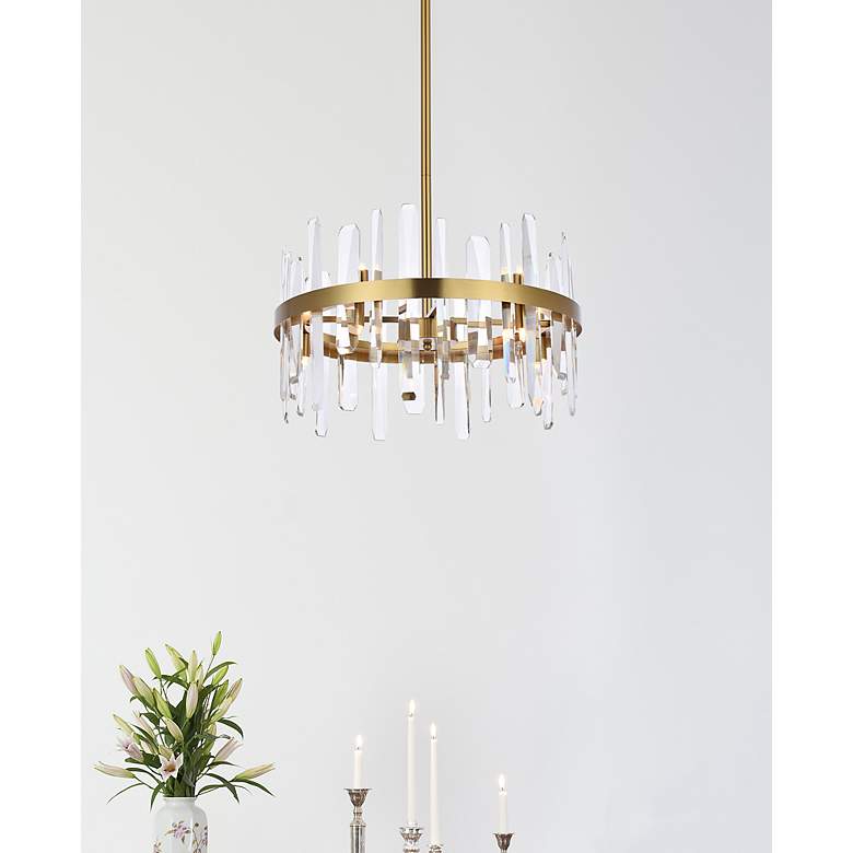 Image 3 Serena 20" Crystal Round Pendant In Satin Gold more views
