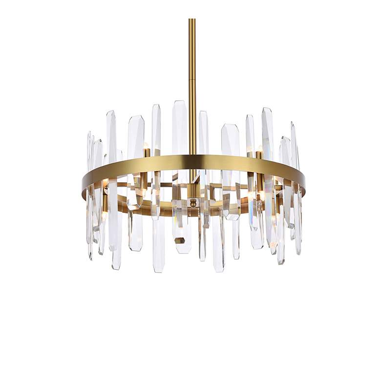 Image 4 Serena 20" Crystal Round Pendant In Satin Gold more views