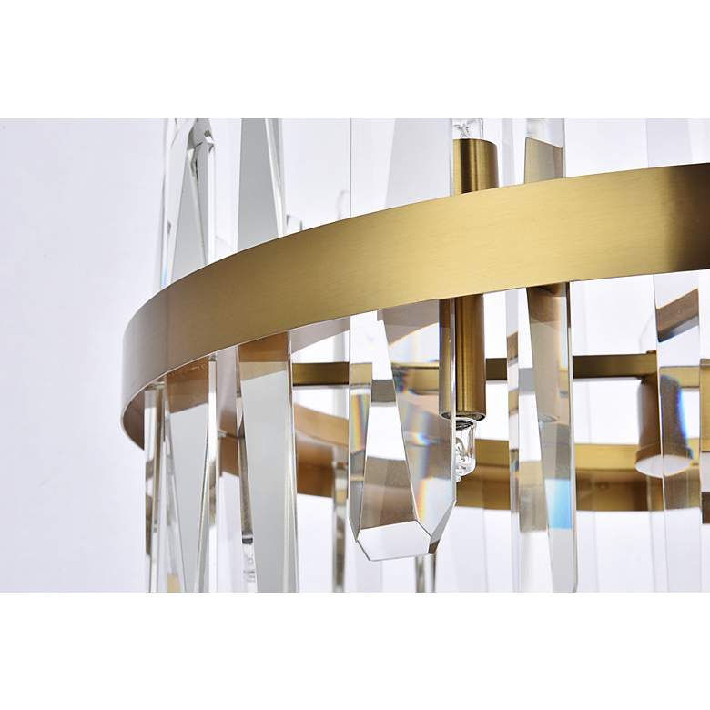 Image 7 Serena 20" Crystal Round Pendant In Satin Gold more views