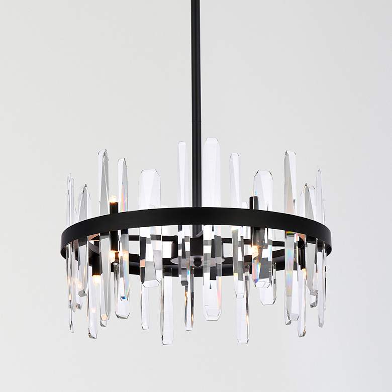 Image 1 Serena 20" Wide Black and Clear Crystal 10-Light Pendant