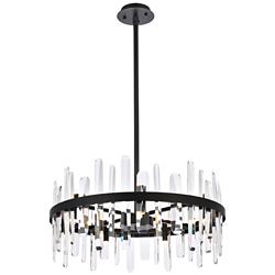 Serena 25" Crystal Round Pendant In Black