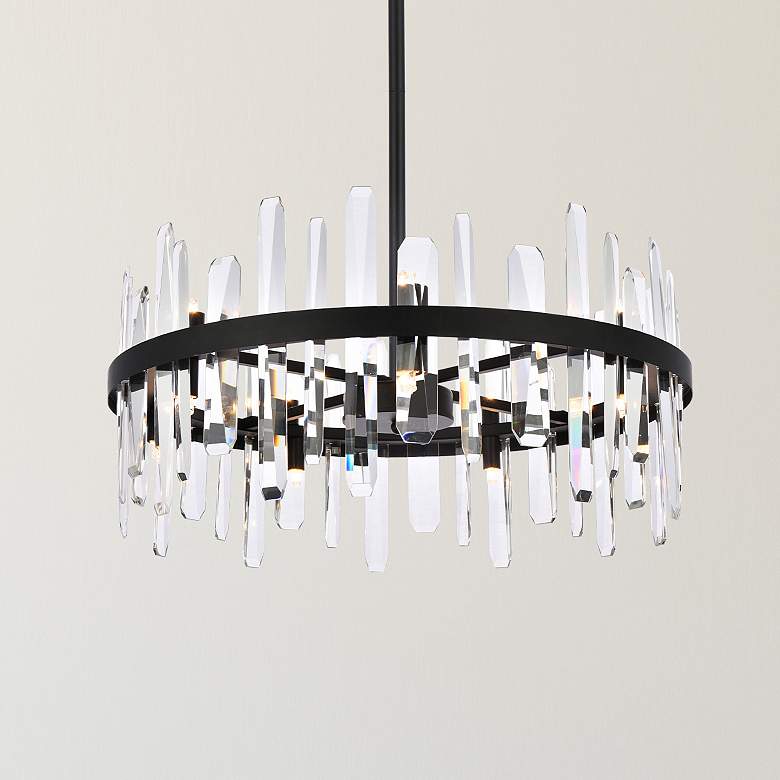 Image 1 Serena 25" Crystal Round Pendant In Black