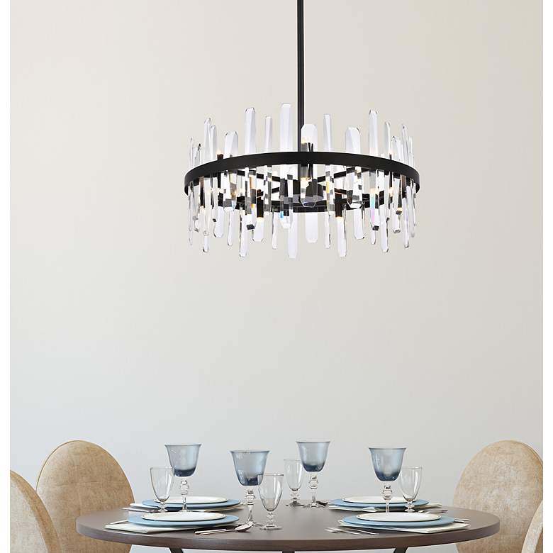 Image 3 Serena 25" Crystal Round Pendant In Black more views