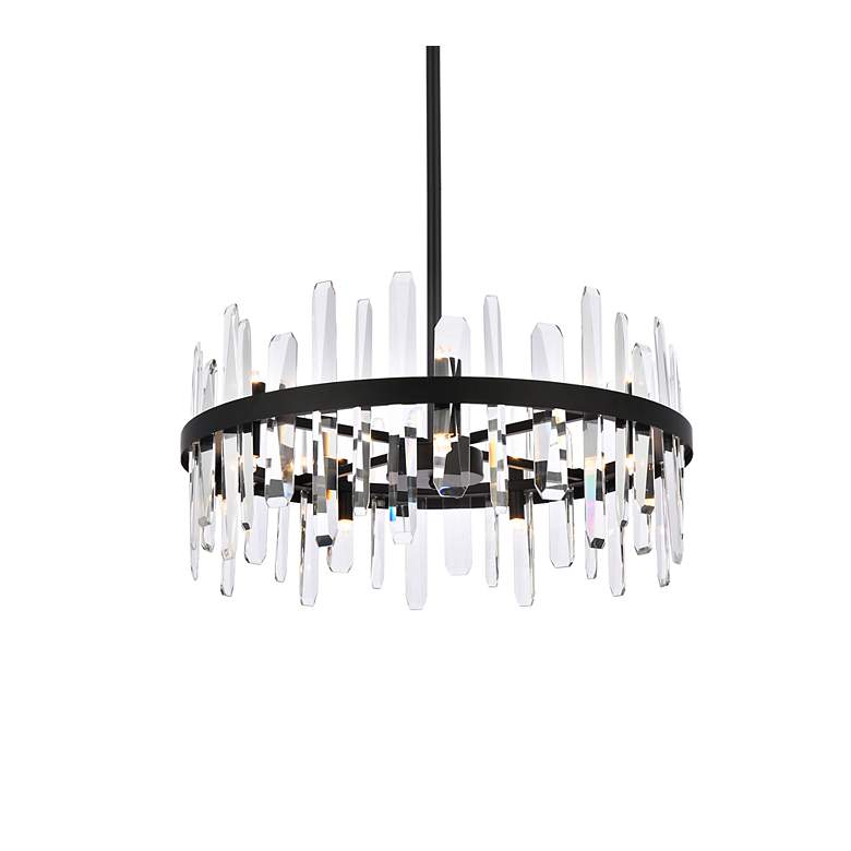 Image 4 Serena 25" Crystal Round Pendant In Black more views
