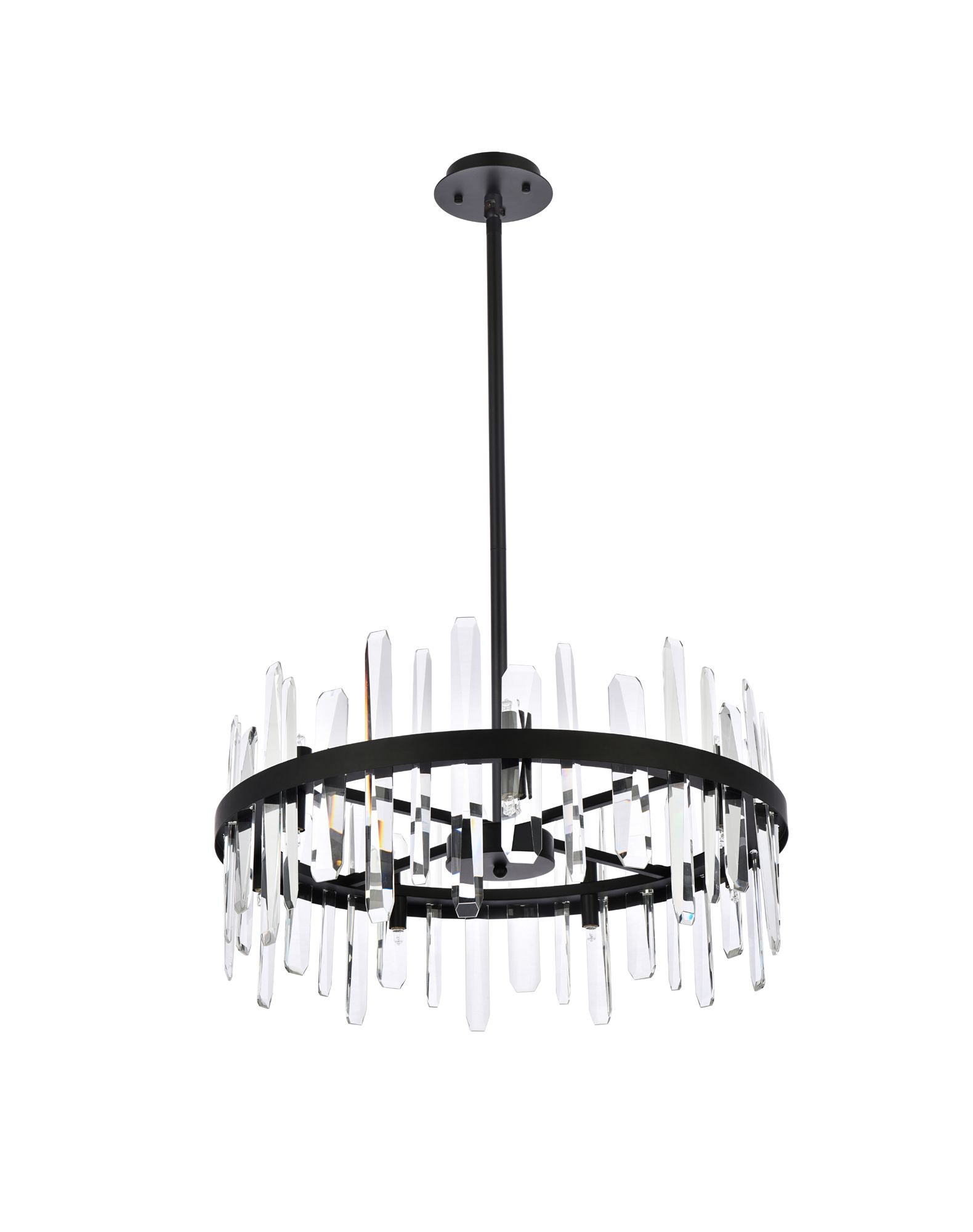 Serena 25" Crystal Round Pendant In Black