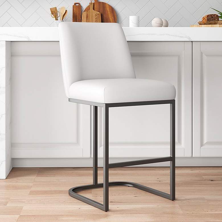 Image 1 Serena 26 1/4" White Faux Leather Counter Stool