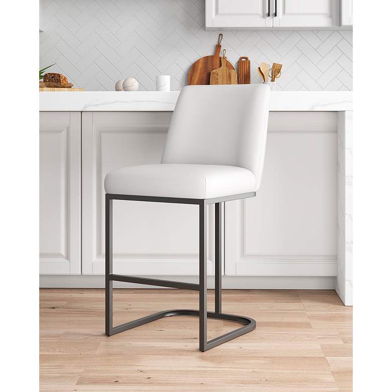 Image 3 Serena 26 1/4" White Faux Leather Counter Stool more views