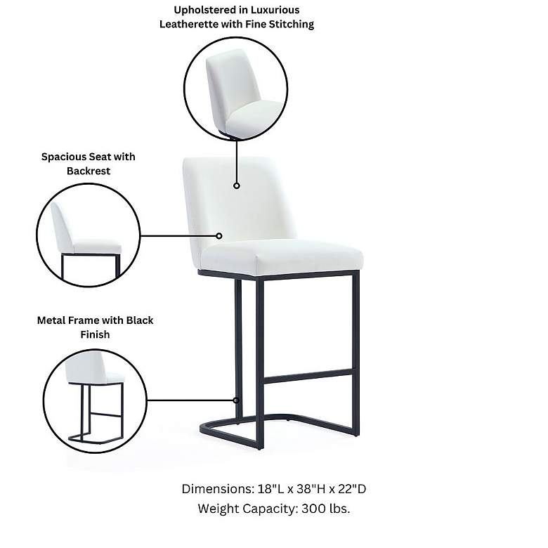 Image 5 Serena 26 1/4" White Faux Leather Counter Stool more views