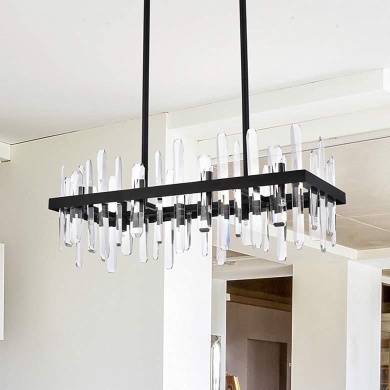 Image 1 Serena 30" Crystal Rectangle Chandelier In Black