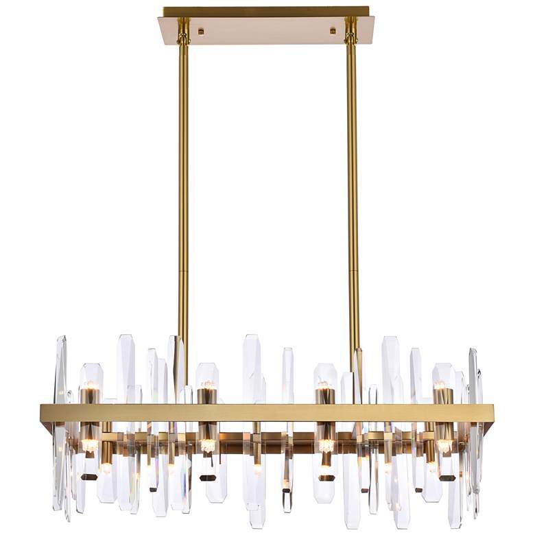 Image 1 Serena 30 inch Crystal Rectangle Chandelier In Satin Gold