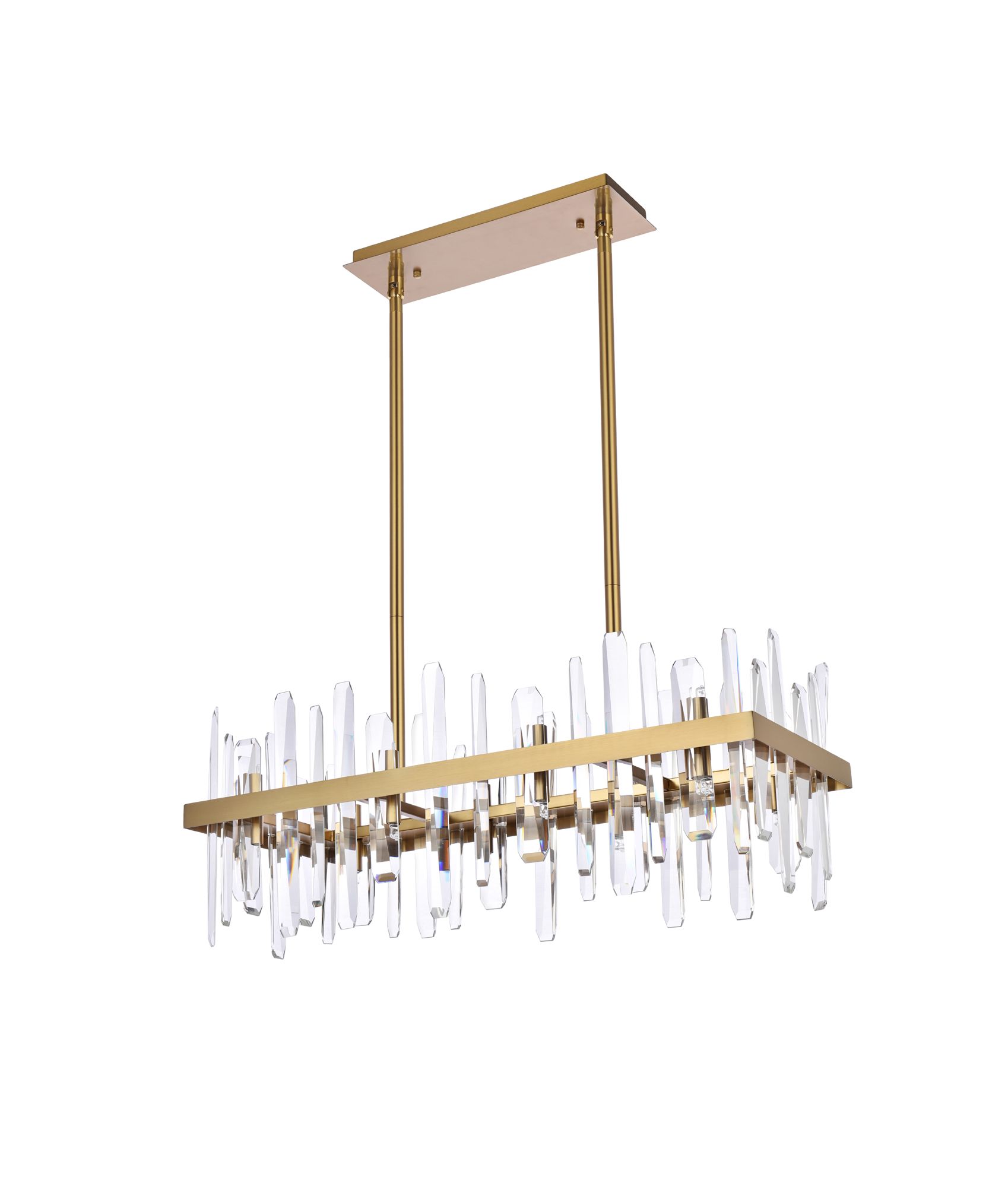 Serena 30" Crystal Rectangle Chandelier In Satin Gold