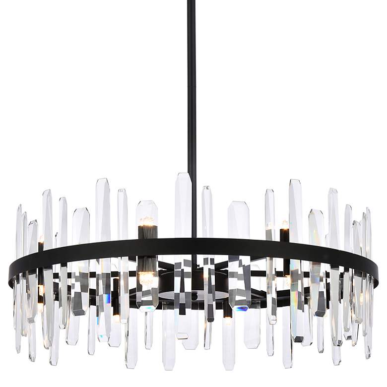 Image 2 Serena 32" Wide Black Crystal 16-Light Round Chandelier