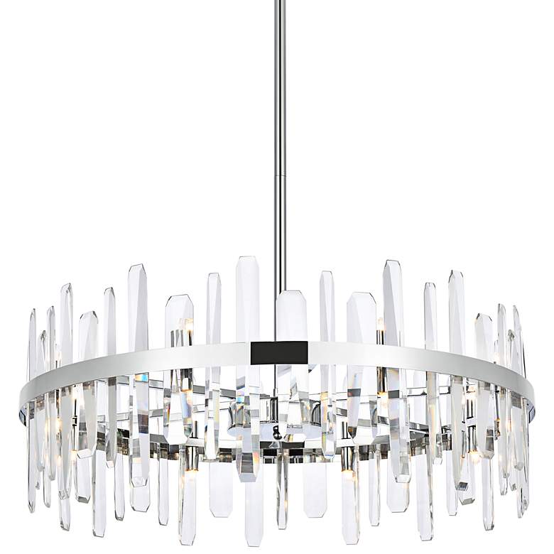 Image 2 Serena 32" Wide Chrome Clear Crystal 16-Light Pendant