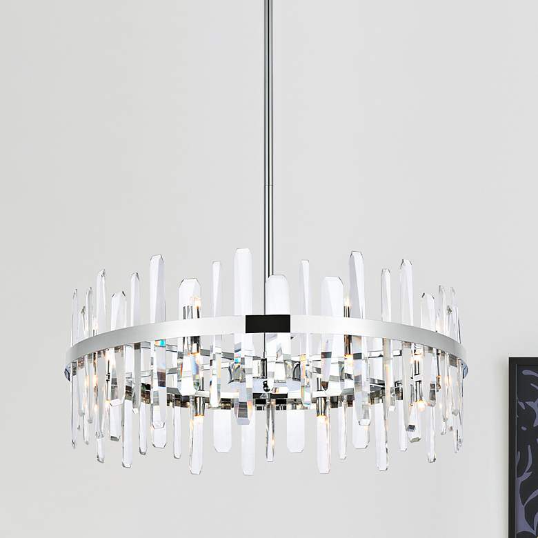 Image 1 Serena 32" Wide Chrome Clear Crystal 16-Light Pendant