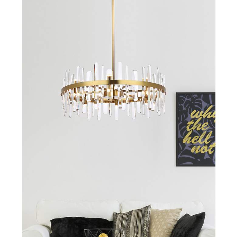 Image 3 Serena 32" Wide Satin Gold Crystal 16-Light Pendant more views