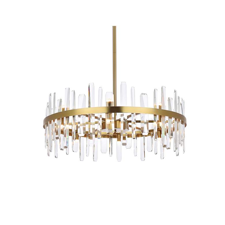 Image 4 Serena 32" Wide Satin Gold Crystal 16-Light Pendant more views