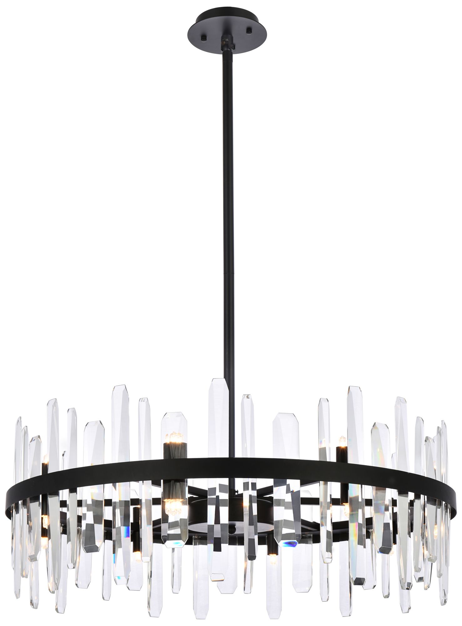 Serena 32" Wide Black Crystal 16-Light Round Chandelier Image 2