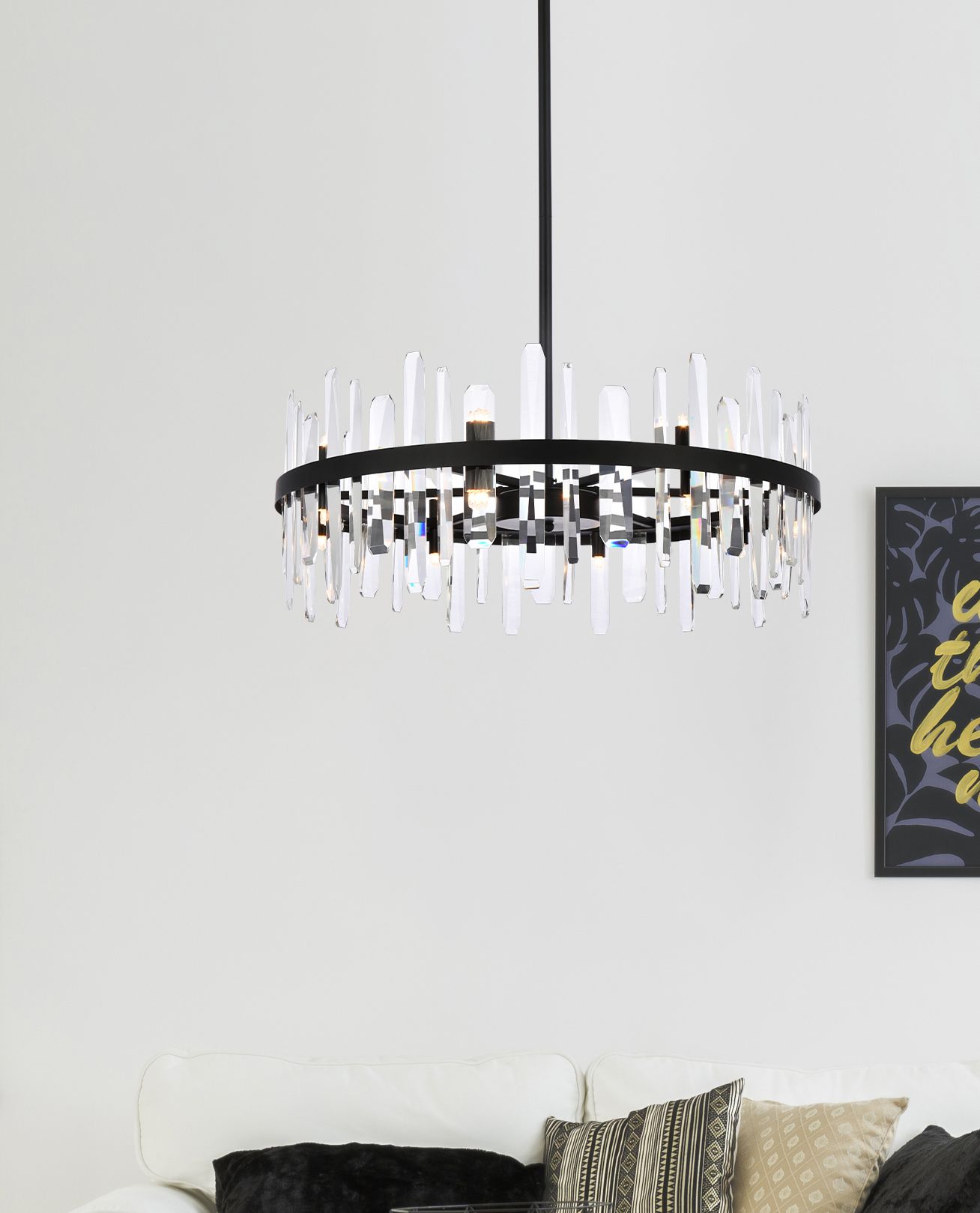 Serena 32" Wide Black Crystal 16-Light Round Chandelier Image 3