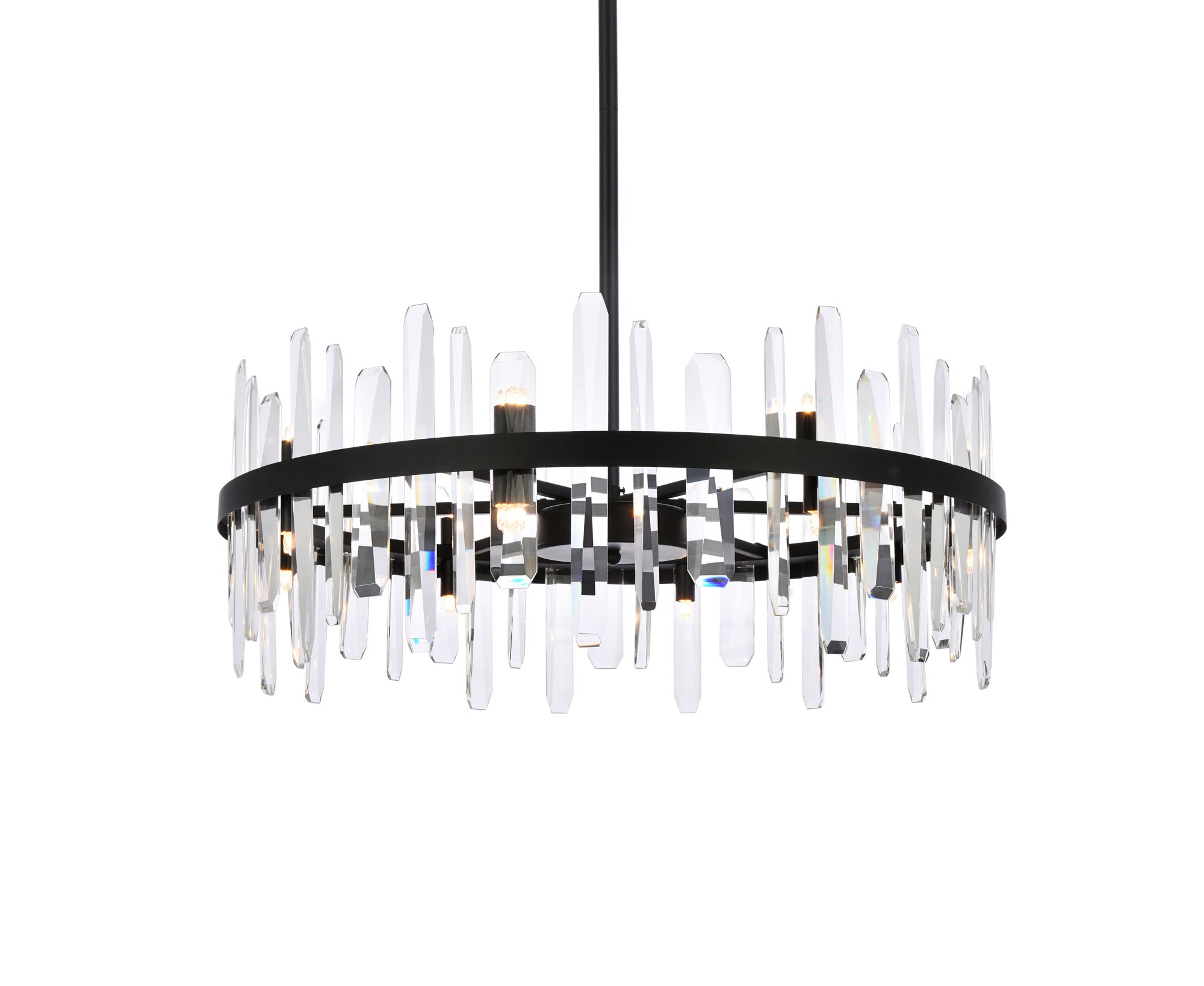 Serena 32" Wide Black Crystal 16-Light Round Chandelier Image 4