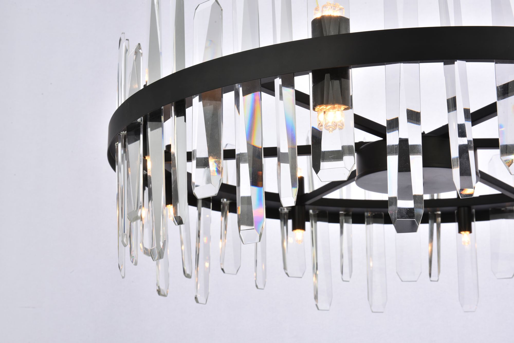 Serena 32" Wide Black Crystal 16-Light Round Chandelier Image 5