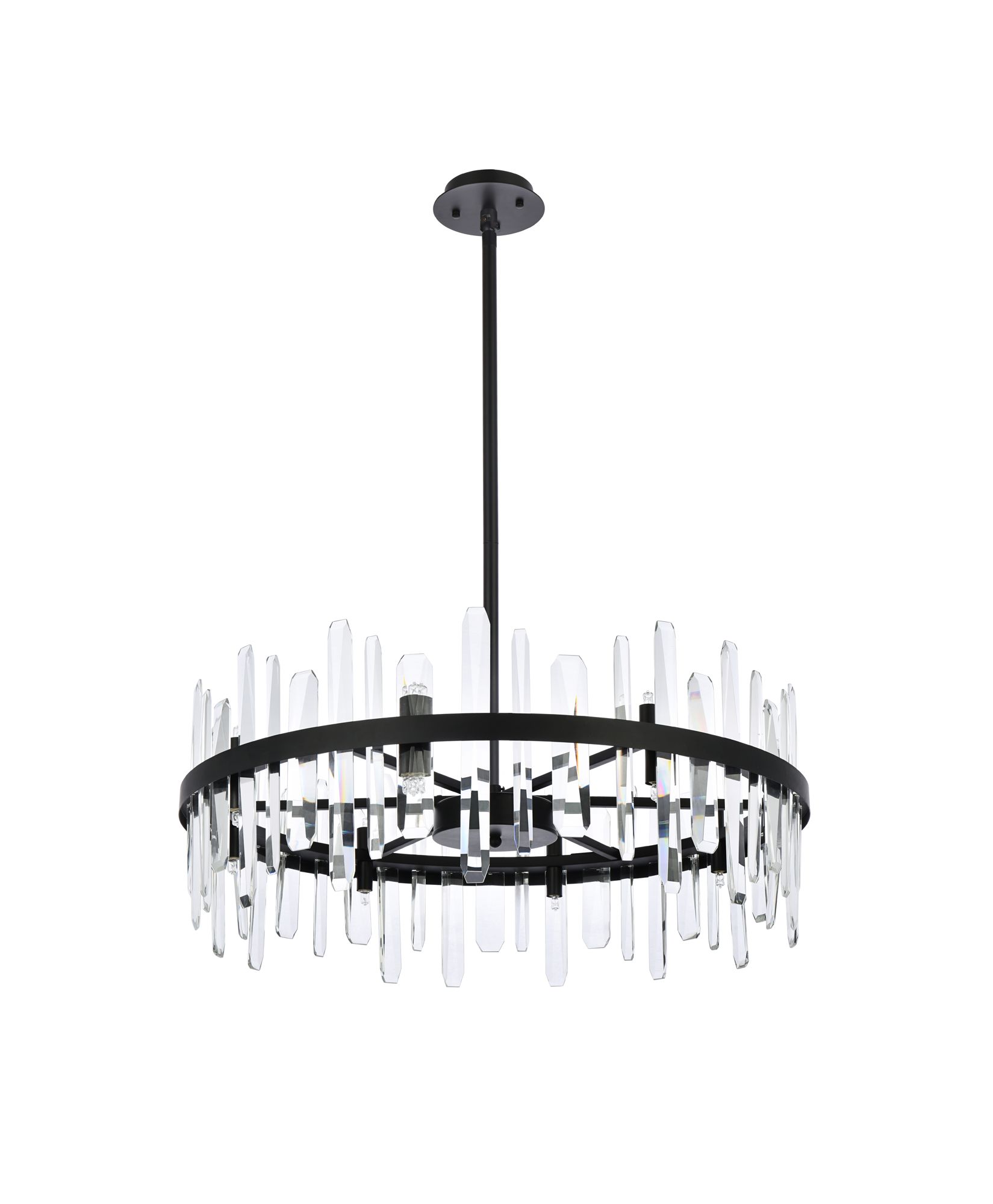 Serena 32" Wide Black Crystal 16-Light Round Chandelier Image 8