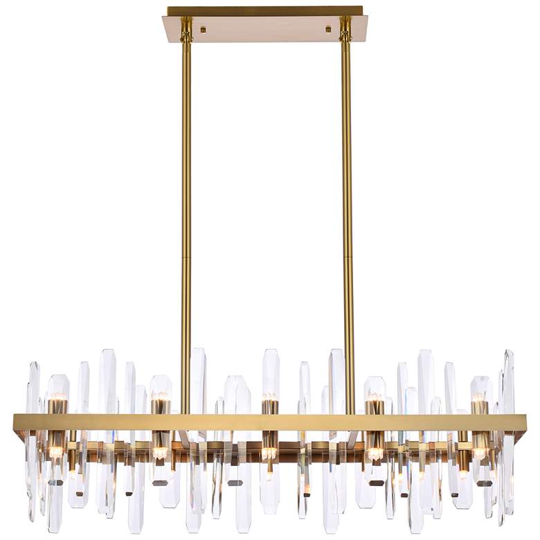 Image 1 Serena 36 inch Crystal Rectangle Chandelier In Satin Gold