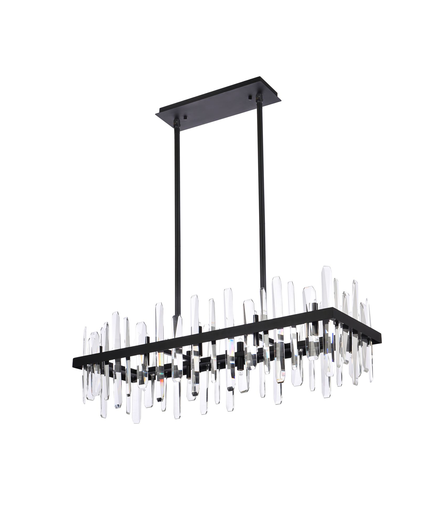 Serena 36" Wide Black Crystal 20-Light Linear Chandelier in scene