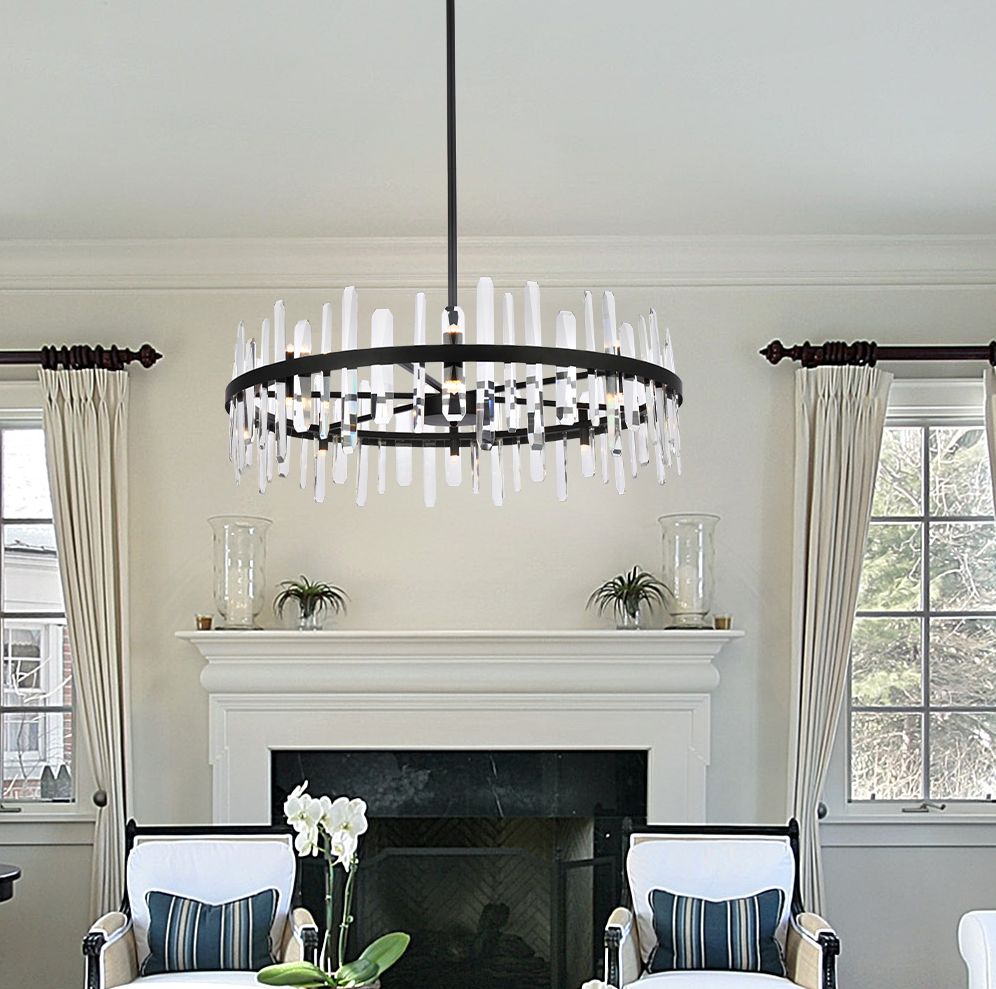 Image 3 Serena 36" Wide Black with Crystal 16-Light Chandelier more views