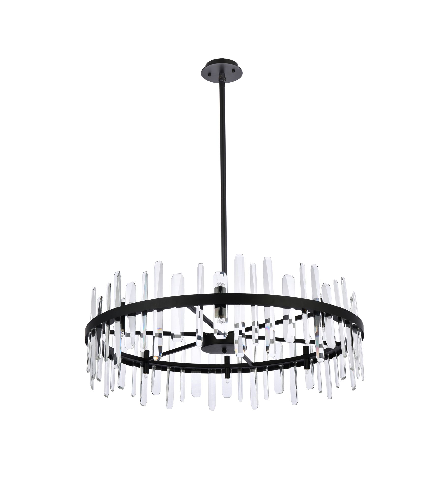 Serena 36" Wide Black with Crystal 16-Light Chandelier