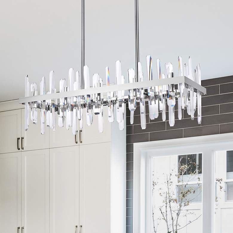Image 2 Serena 36" Wide Chrome Crystal 20-Light Linear Chandelier
