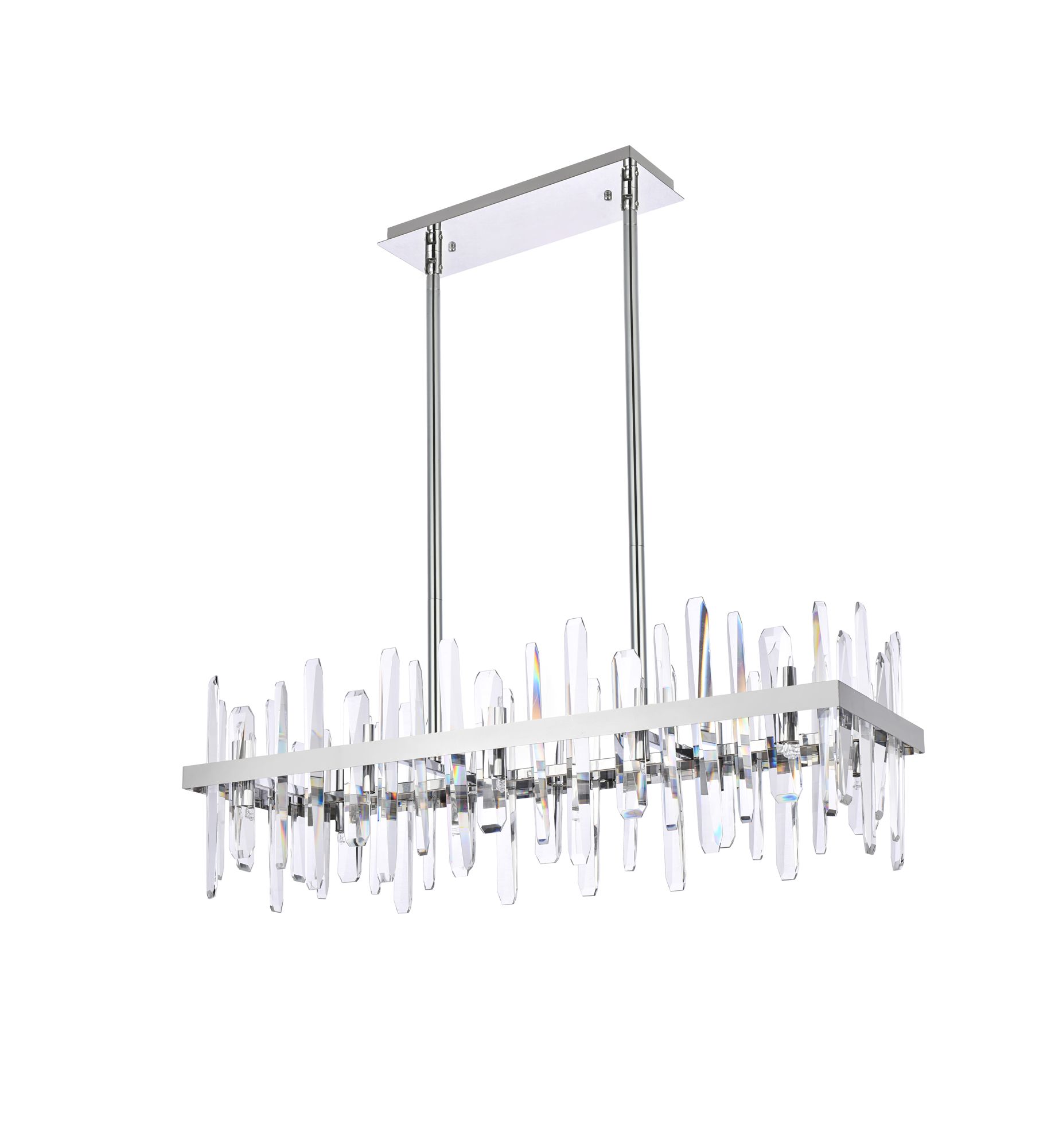 Serena 36" Wide Chrome Crystal 20-Light Linear Chandelier in scene