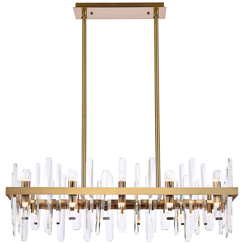 Image 2 Serena 36" Wide Satin Gold 20-Light Linear Chandelier
