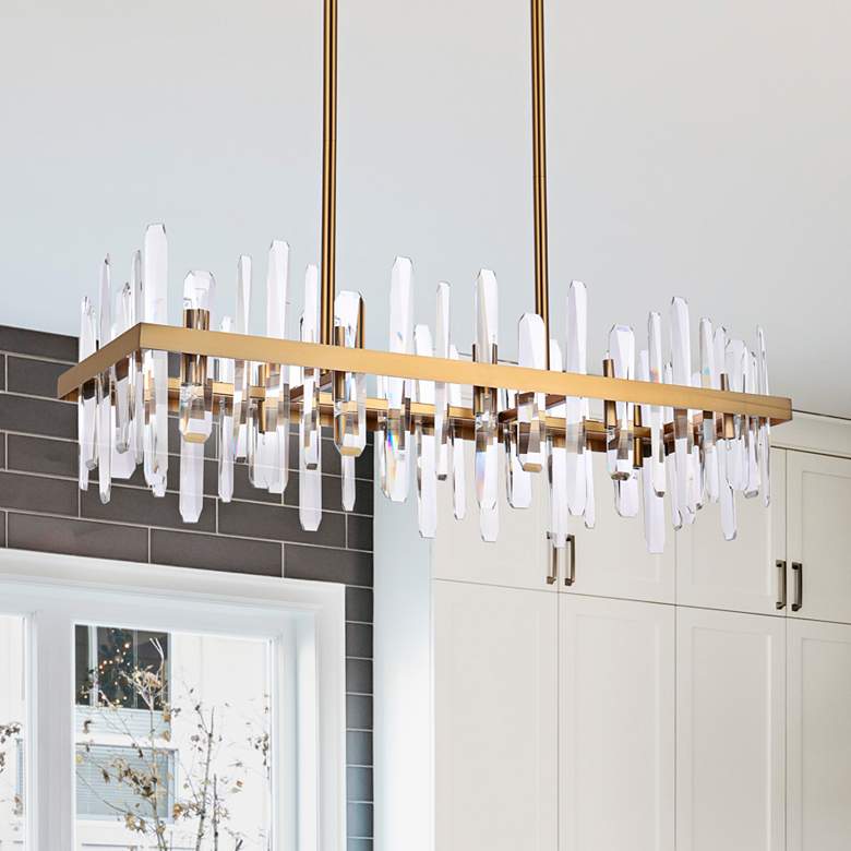 Image 1 Serena 36" Wide Satin Gold 20-Light Linear Chandelier