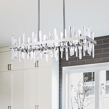 Serena 36" Wide Chrome Crystal 20-Light Linear Chandelier