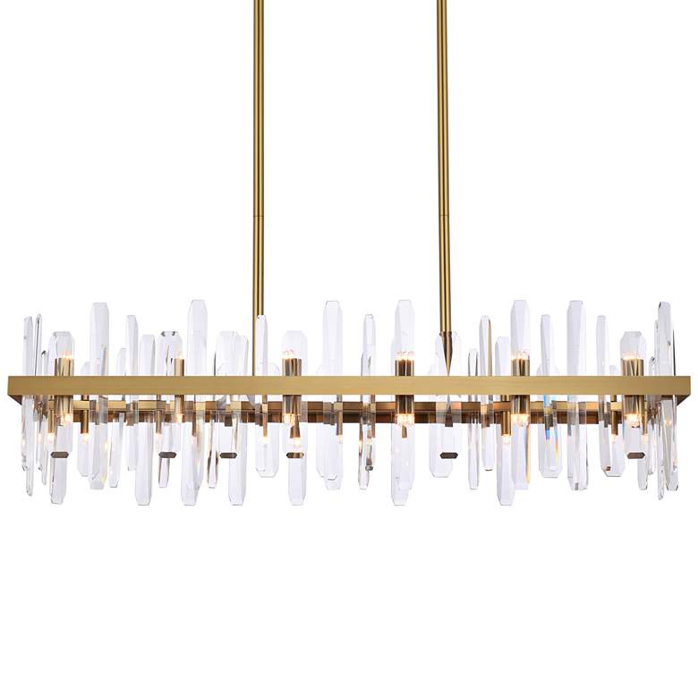 Image 3 Serena 42 inch Crystal Rectangle Chandelier In Satin Gold