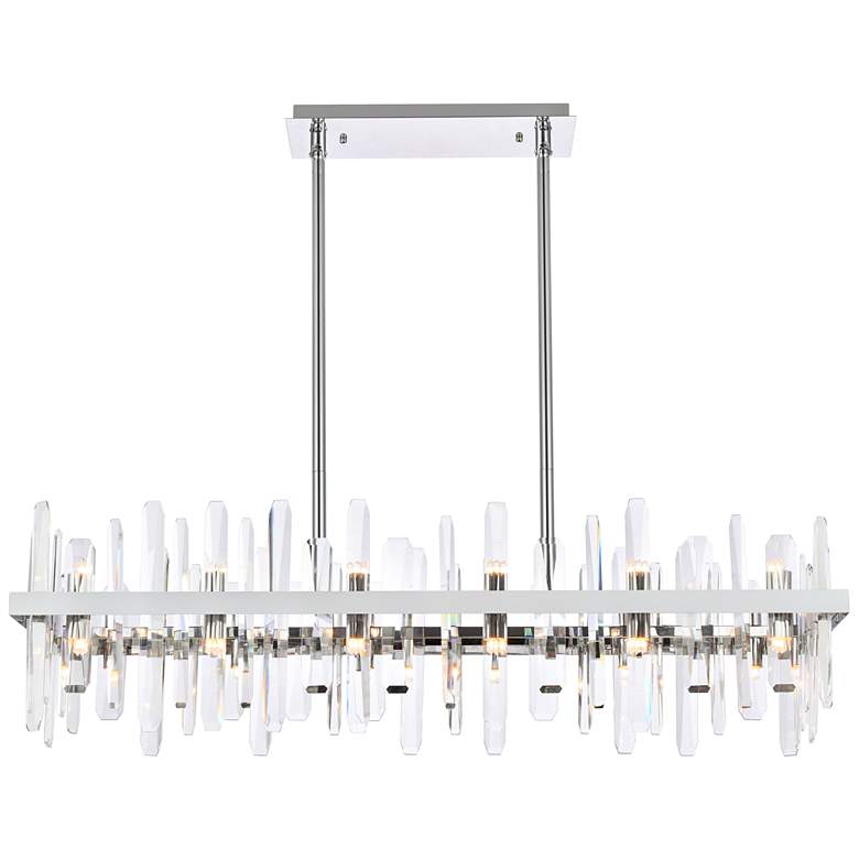 Image 1 Serena 42 inch Crystal Rectangle Chrome Chandelier